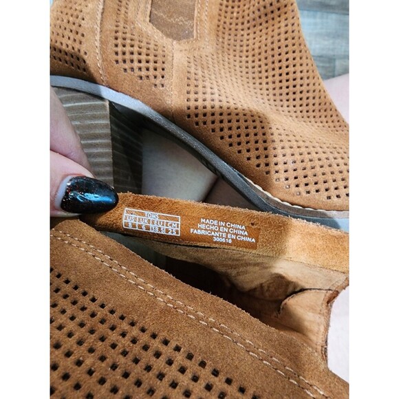 Toms Women Majorca Open Toe Leather Pump Heels Boots shoes Size 8M - Picture 9 of 9